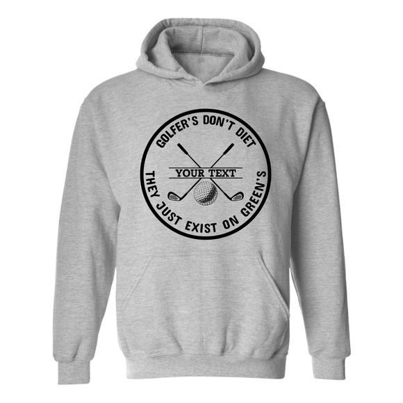 Golf Hoodie Golfers Don't Diet Personalized Name Funny Clubs Ball  Sweatshirt - Picture 5 of 15